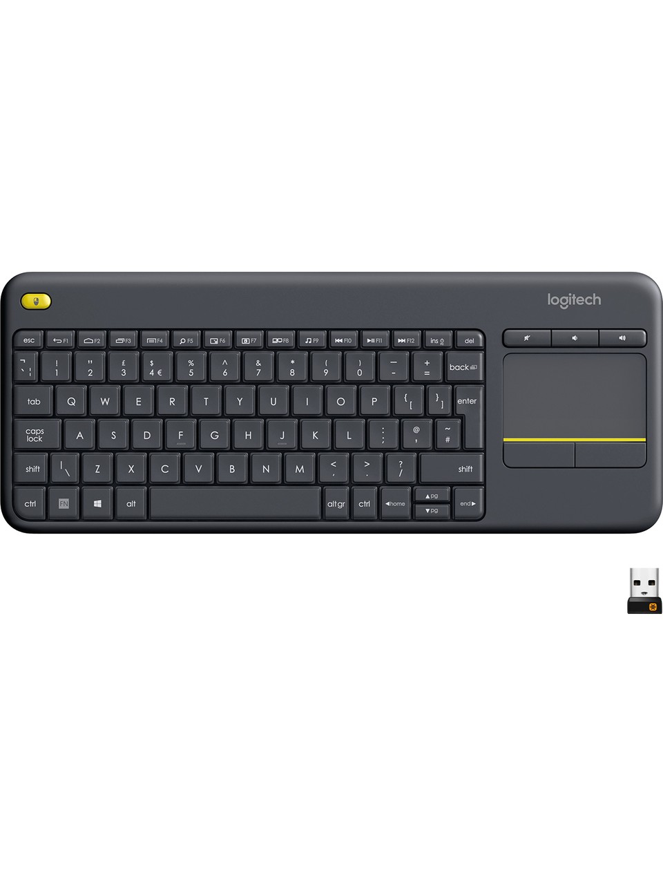 Logitech K400 Plus Dokunmatik Yüzeyli USB Bağlantılı Türkçe Q TV Klavyesi - Siyah