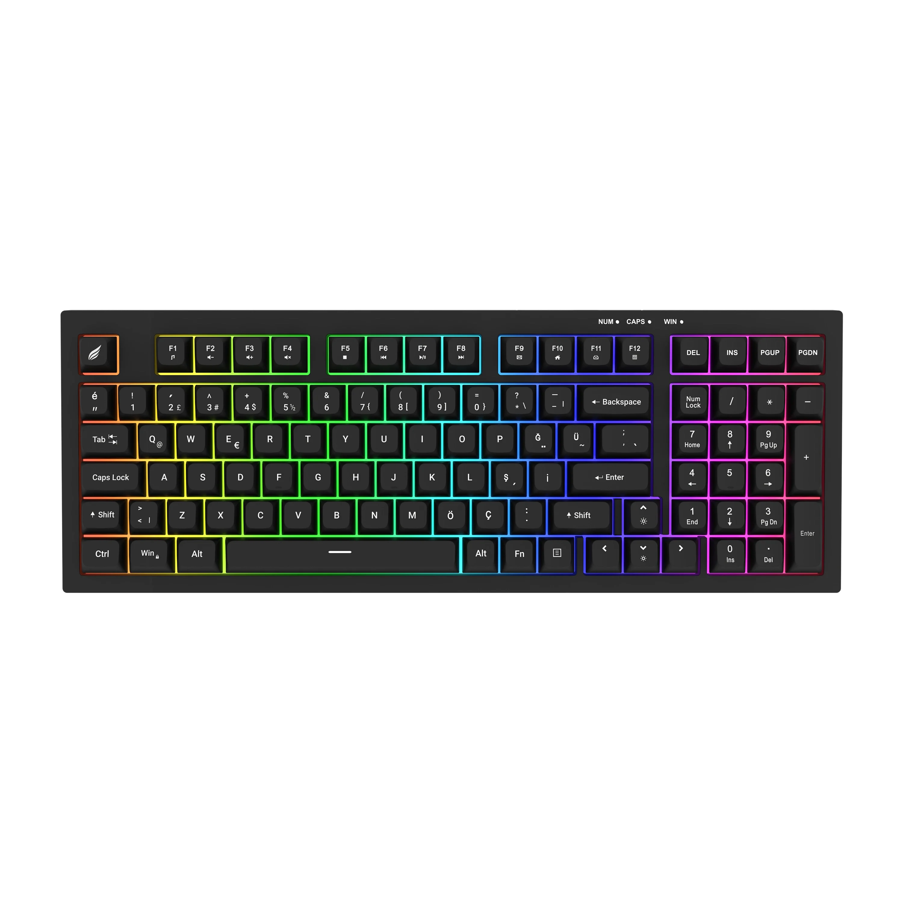 Hawk Gaming HK210 Membrane Rainbow Type C Kablolu Siyah Full Türkçe Gaming Oyuncu Klavye