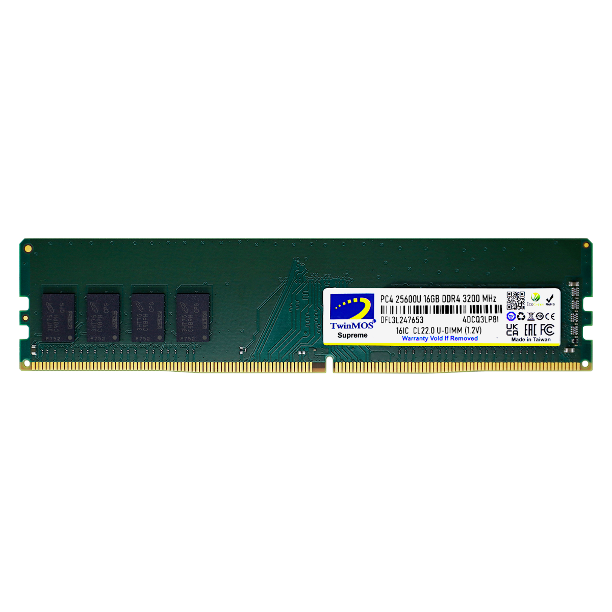 16 GB DDR4 3200MHz TWINMOS CL22 1.2V (MDD416GB3200D)