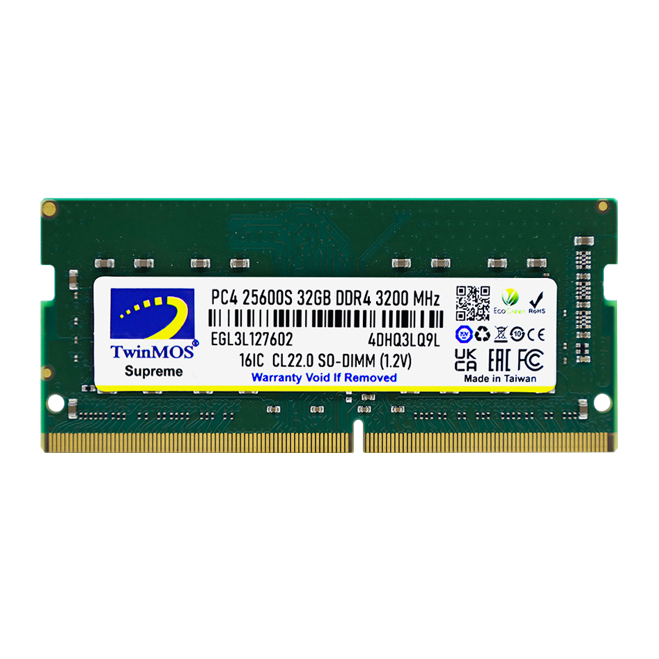 32 GB DDR4 3200MHz TWINMOS CL22 1.2V SODIMM (MDD432GB3200N)