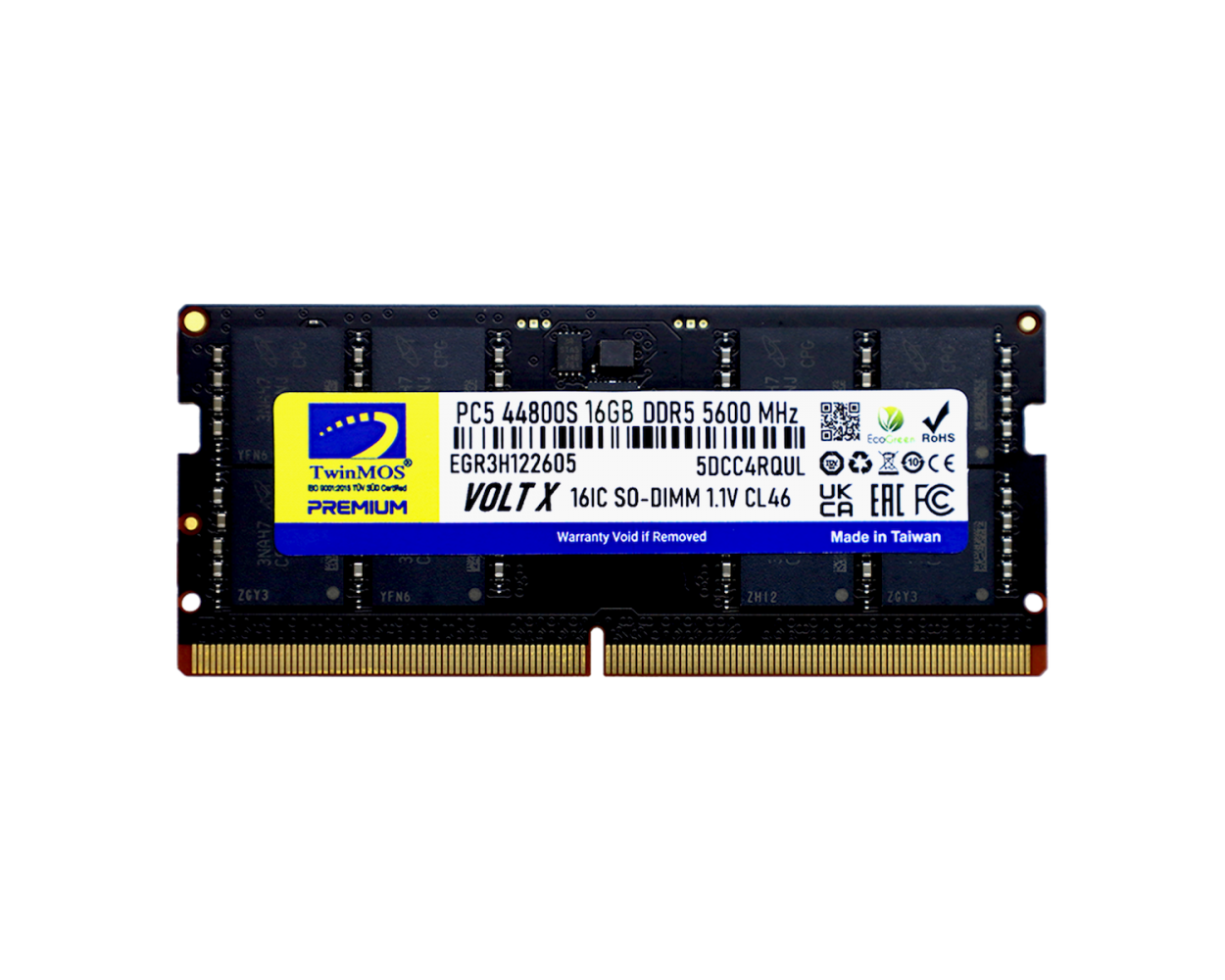 16 GB DDR5 5600MHz TWINMOS CL46 1.1V SODIMM (TMD516GB5600S46)