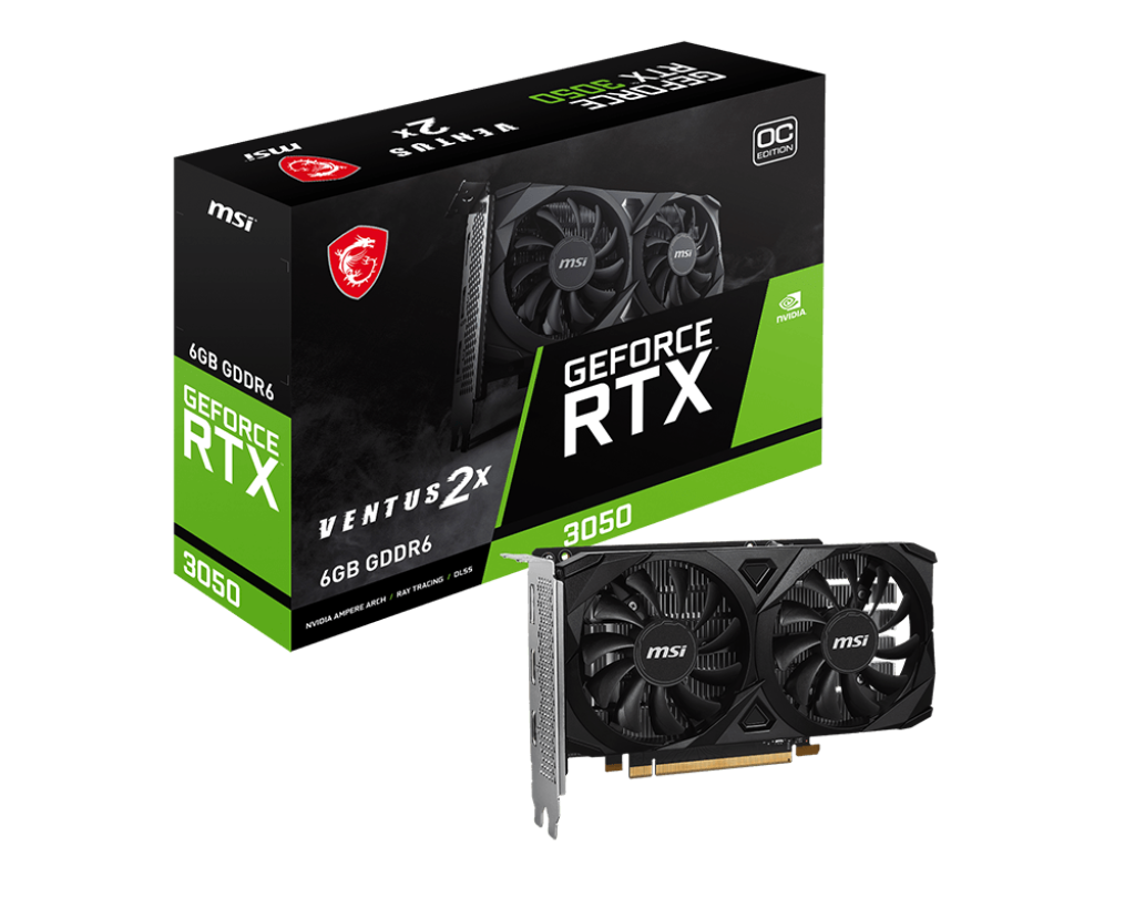 MSI RTX3050 6GB GDDR6 96BIT DP/2xHDMI (GEFORCE RTX 3050 VENTUS 2X E 6G OC)