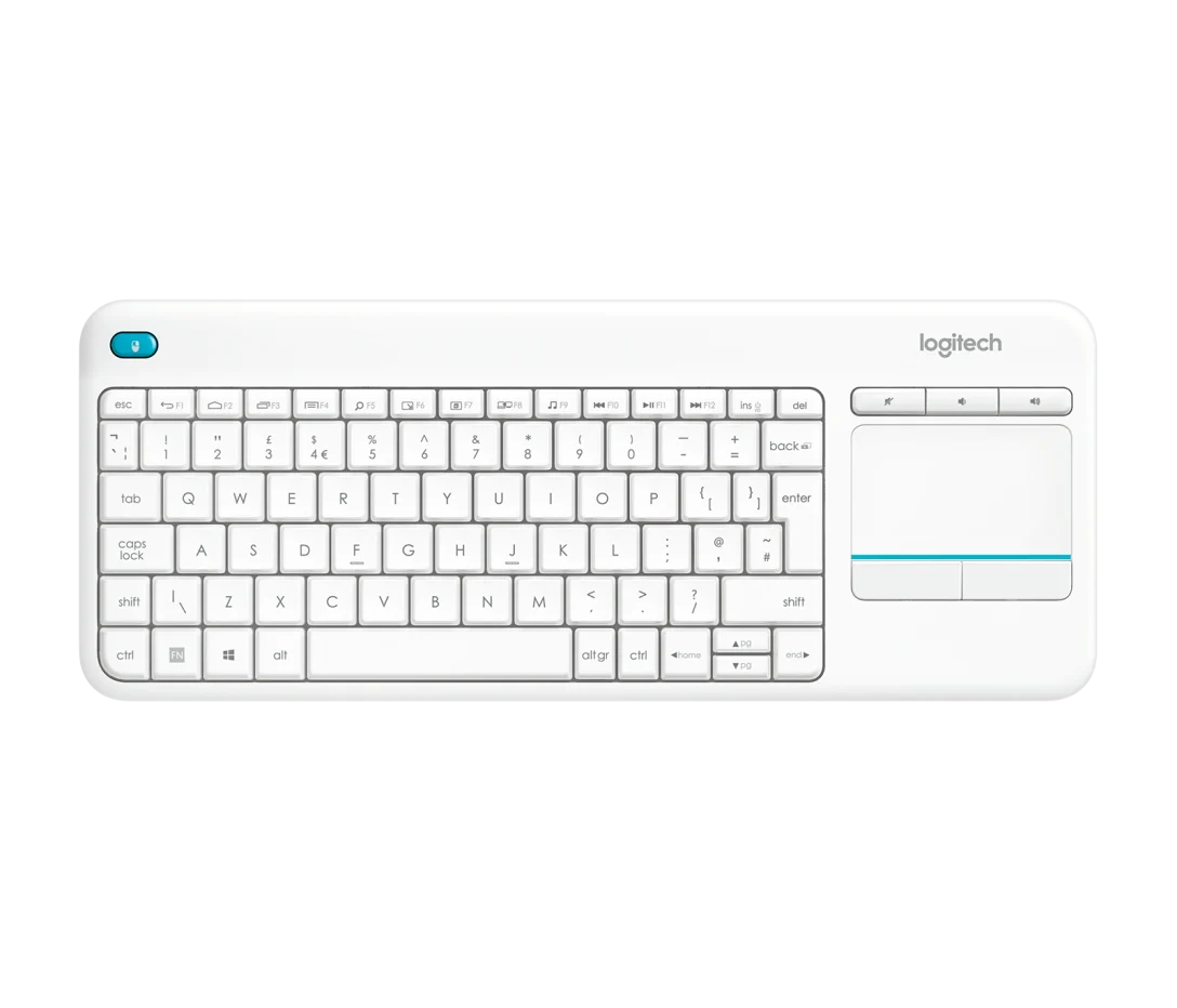 Logitech K400 Plus Dokunmatik Yüzeyli USB Bağlantılı Türkçe Q TV Klavyesi - Beyaz